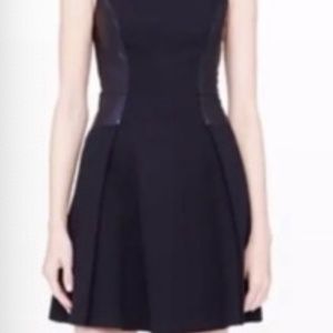 Club Monaco Leather Panel Black Dress
